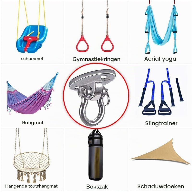 Laden Sie das Bild in Galerie -Viewer, Plafond ophangbeugel van roestvrij staal met gesloten U-ring voor schommels en hangmatten – plafondhaak – bokszakbevestiging - happygetfit.com
