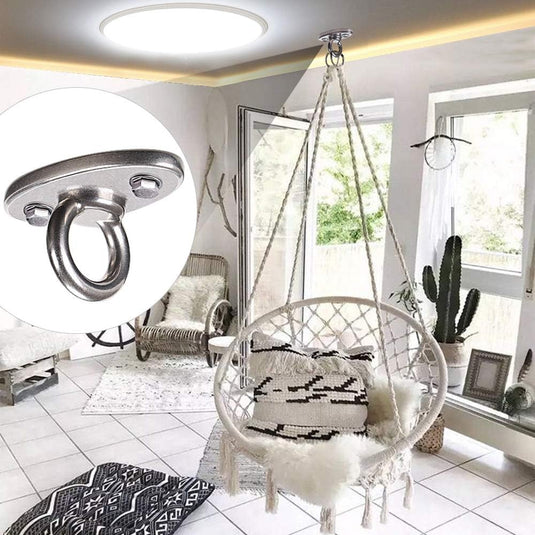 Plafond ophangbeugel van roestvrij staal met gesloten U-ring voor schommels en hangmatten – plafondhaak – bokszakbevestiging - happygetfit.com
