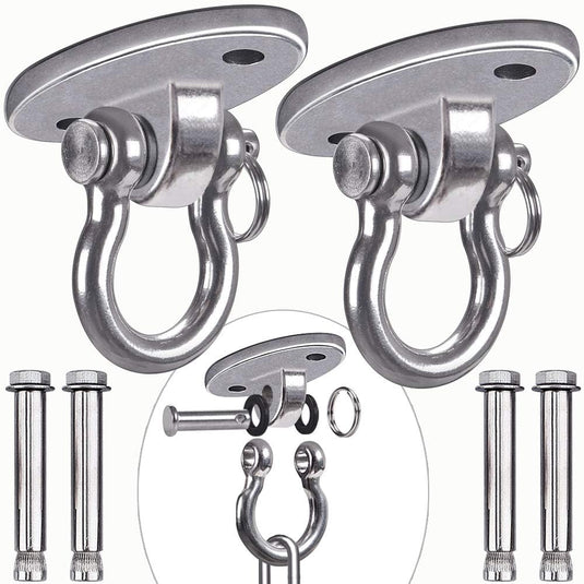 Plafond ophangbeugel van roestvrij staal met gesloten U-ring voor schommels en hangmatten – plafondhaak – bokszakbevestiging - happygetfit.com