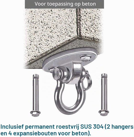 Plafond ophangbeugel van roestvrij staal met gesloten U-ring voor schommels en hangmatten – plafondhaak – bokszakbevestiging - happygetfit.com