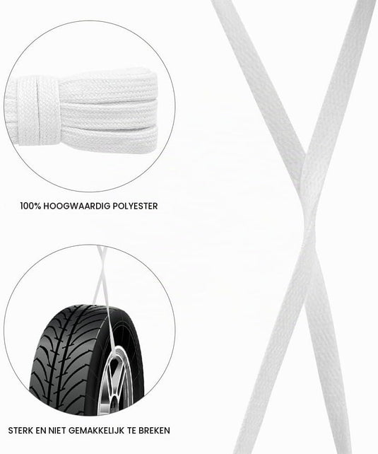 Platte schoenveters 8 mm breed van slijtvast polyester voor sneakers sportschoenen en hardloopschoenen – vervangveters – sportveters - happygetfit.com