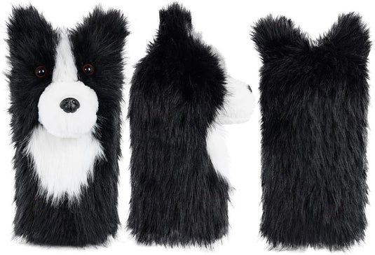 Pluche golfclubhoes met border collie hondenontwerp voor drivers tot 460cc – hondenheadcover – golfcadeau - happygetfit.com