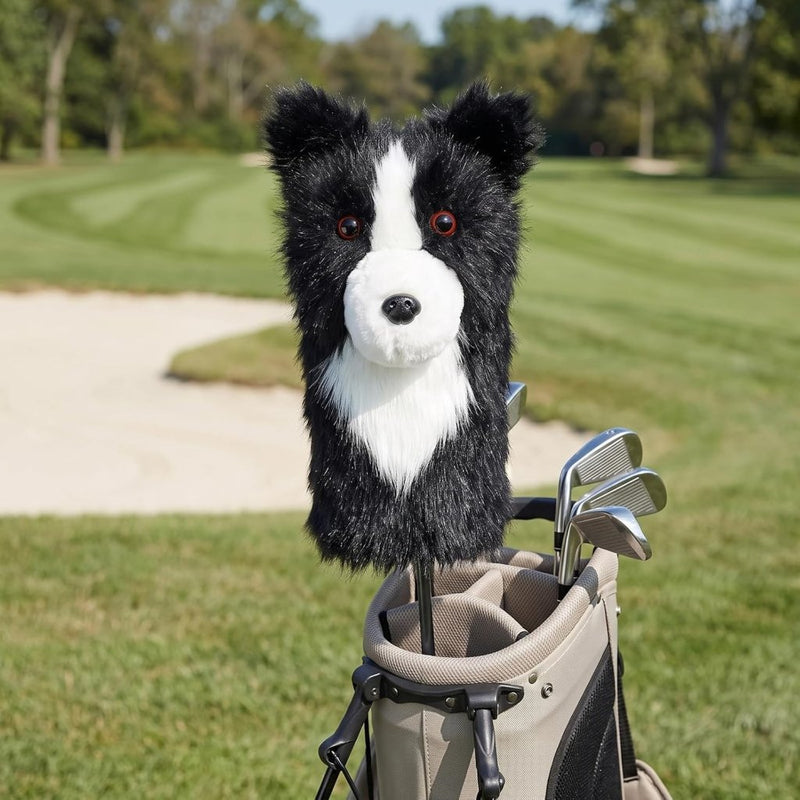 Laad afbeelding in Galerijviewer, Pluche golfclubhoes met border collie hondenontwerp voor drivers tot 460cc – hondenheadcover – golfcadeau - happygetfit.com
