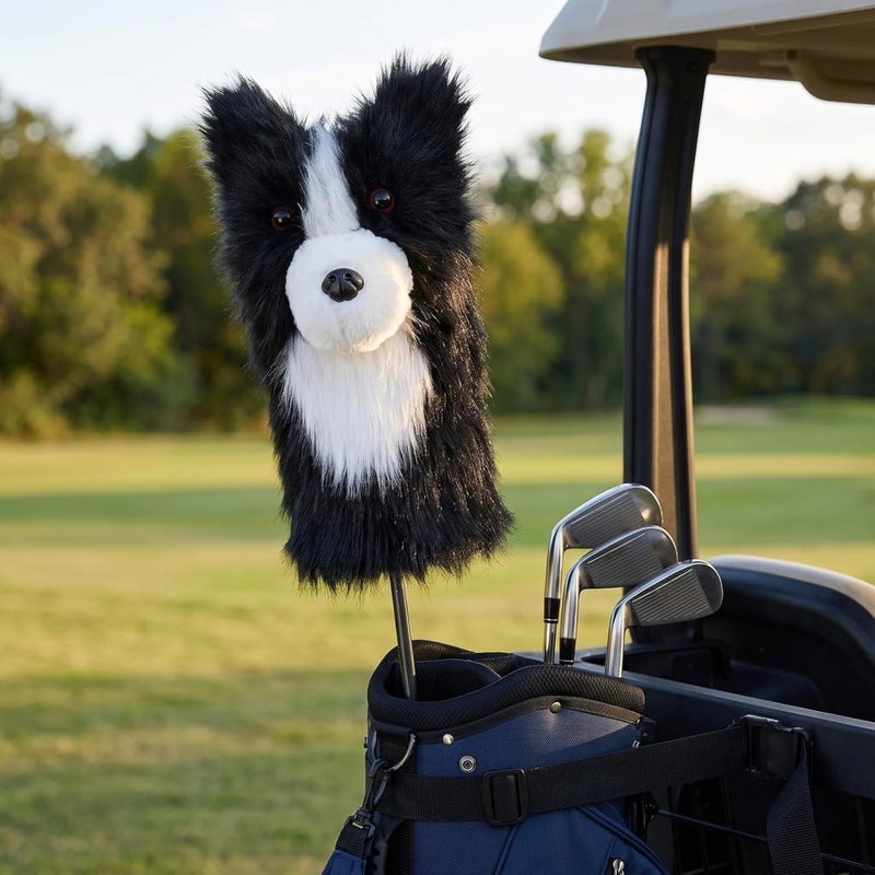 Laad afbeelding in Galerijviewer, Pluche golfclubhoes met border collie hondenontwerp voor drivers tot 460cc – hondenheadcover – golfcadeau - happygetfit.com
