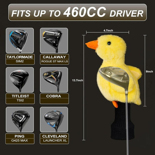 Pluche golfclubhoes met eendenontwerp voor drivers tot 460cc – dierenheadcover – golfartikelen - happygetfit.com