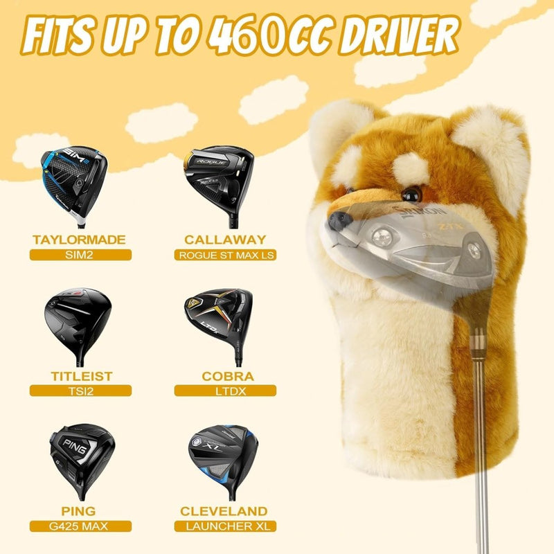 Laden Sie das Bild in Galerie -Viewer, Pluche golfclubhoes Shiba Inu voor drivers tot 460 cc - happygetfit.com
