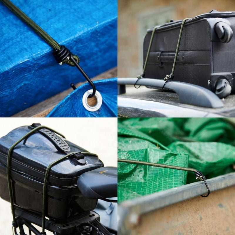 Laad afbeelding in Galerijviewer, Pluvios Robuuste snelbinders met haken, 10 stuks, maat naar keuze, elastische multifunctionele rubberen spanbanden voor bagage, dakdragers, camping, weerbestendig, UV-bestendige snelbinder, 30 cm - happygetfit.com
