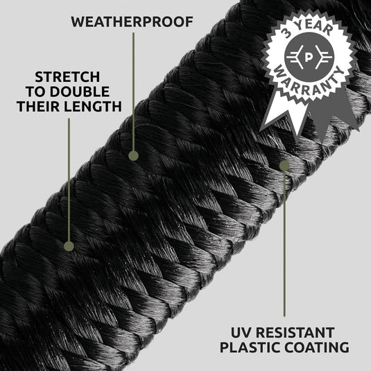 Pluvios Robuuste snelbinders met haken, 10 stuks, maat naar keuze, elastische multifunctionele rubberen spanbanden voor bagage, dakdragers, camping, weerbestendig, UV-bestendige snelbinder, 30 cm - happygetfit.com