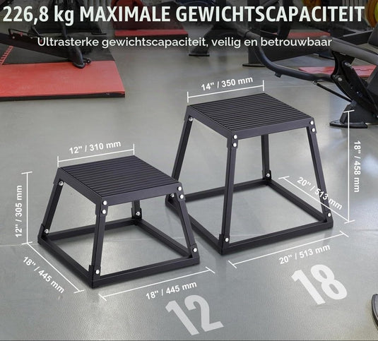 Plyo box set 3 stuks 30 46 en 61 cm van staal tot 227 kg – jump box – plyometrische training - happygetfit.com