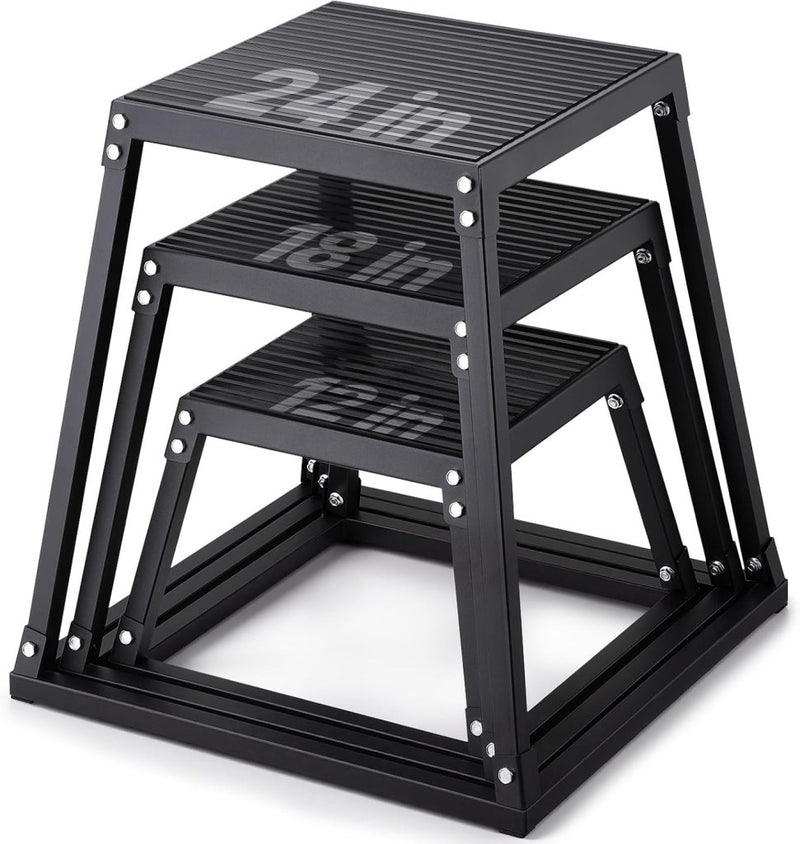 Load image into Gallery viewer, Plyo box set 3 stuks 30 46 en 61 cm van staal tot 227 kg – jump box – plyometrische training - happygetfit.com
