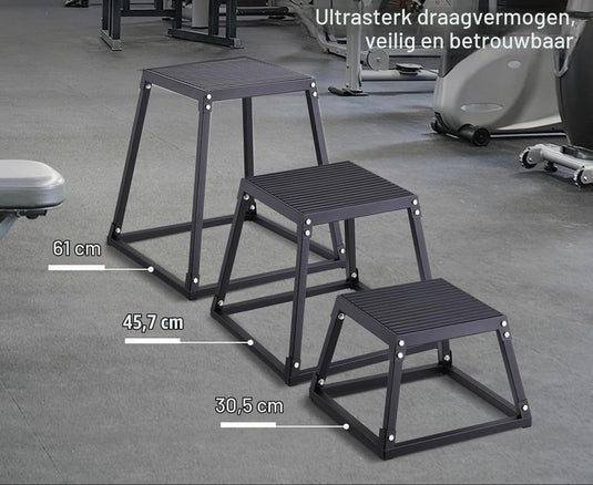 Plyo box set 3 stuks 30 46 en 61 cm van staal tot 227 kg – jump box – plyometrische training - happygetfit.com
