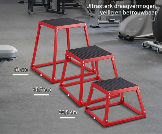 Plyo box set met meerdere hoogtes 30-76 cm en antislip platform – jump boxes – plyometrische training - happygetfit.com