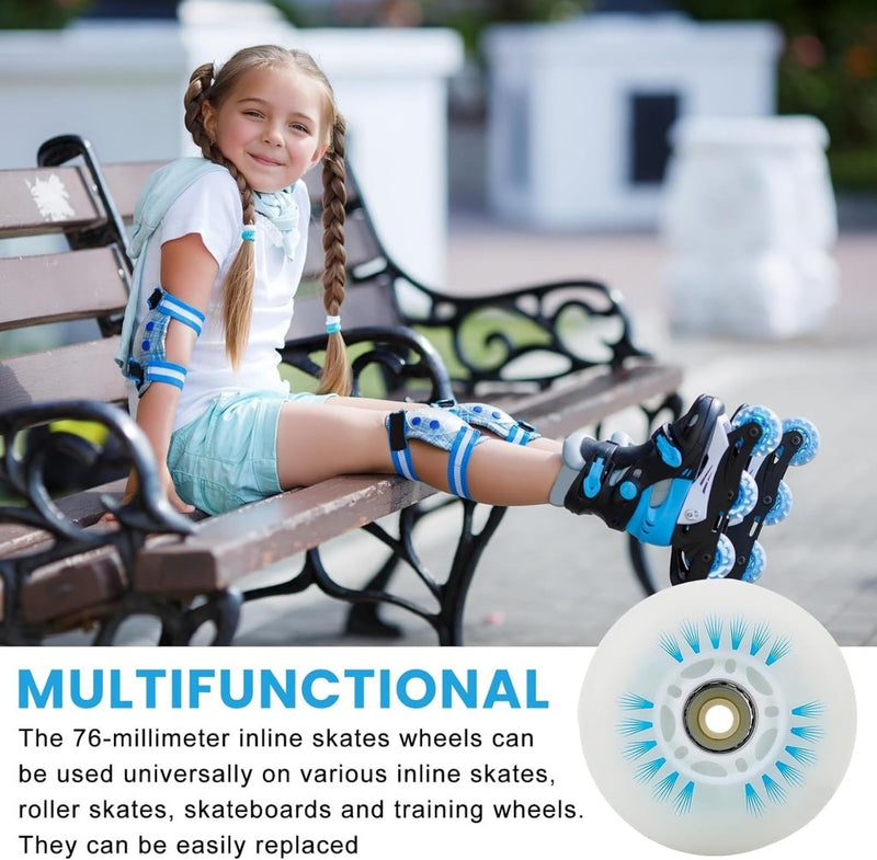 Load image into Gallery viewer, PORFOYO Inline skate-wielen, 76mm Lichtgevende rolschaatsen wielen 8 stuks, Inline skate onderdelen wielen met kogellagers, universele PU-wielen voor alle soorten rolschaatsen (76MM) - happygetfit.com
