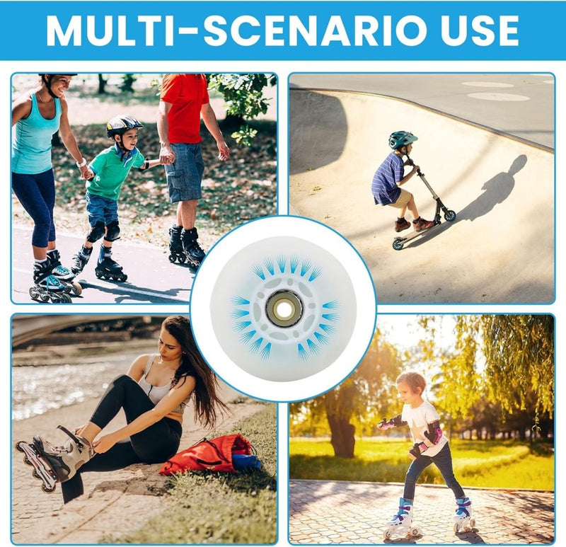 Load image into Gallery viewer, PORFOYO Inline skate-wielen, 76mm Lichtgevende rolschaatsen wielen 8 stuks, Inline skate onderdelen wielen met kogellagers, universele PU-wielen voor alle soorten rolschaatsen (76MM) - happygetfit.com
