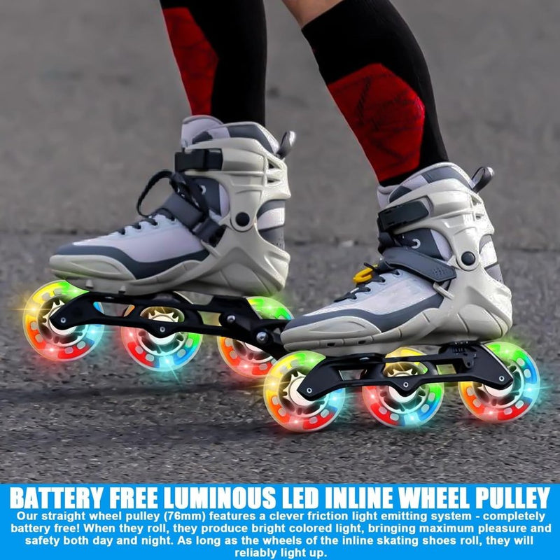 Laad afbeelding in Galerijviewer, PORFOYO Inline skate wielen, 8 stuks lichtgevende rolschaatsen, wielen 76 mm, inline skate onderdelen, wielen met kogellagers, universele PU-wielen voor alle soorten rolschaatsen (76 mm) - happygetfit.com
