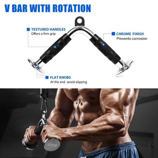 POWER GUIDANCE Cable Machine Attachment, LAT Pulldown Attachments, Cable Attachments for Gym, Home Gym Accessories - happygetfit.com