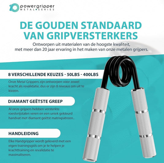Powerball Metal Power Grippers Professional Grade - 8 weerstanden voor Grip, Pols & Arm Training (50lbs - 400lbs) - happygetfit.com