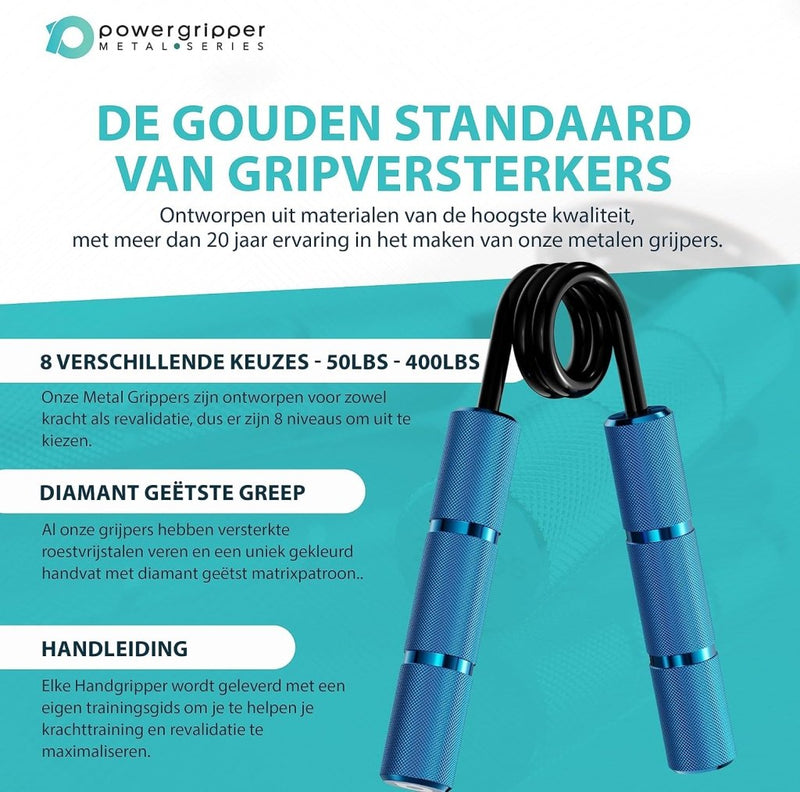 Laad afbeelding in Galerijviewer, Powerball Metal Power Grippers Professional Grade - 8 weerstanden voor Grip, Pols &amp; Arm Training (50lbs - 400lbs) - happygetfit.com
