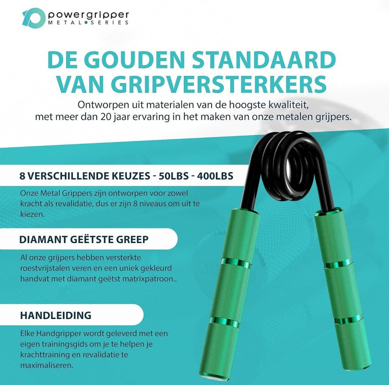 Laad afbeelding in Galerijviewer, Powerball Metal Power Grippers Professional Grade - 8 weerstanden voor Grip, Pols &amp; Arm Training (50lbs - 400lbs) - happygetfit.com
