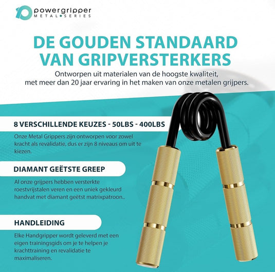 Powerball Metal Power Grippers Professional Grade - 8 weerstanden voor Grip, Pols & Arm Training (50lbs - 400lbs) - happygetfit.com