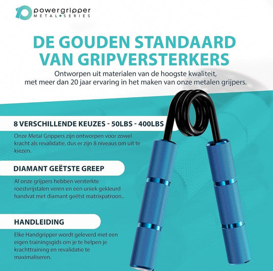 Powerball Metal Power Grippers Professional Grade - 8 weerstanden voor Grip, Pols & Arm Training (50lbs - 400lbs) - happygetfit.com