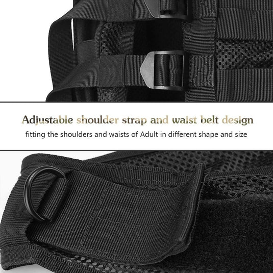 ProCase Tactical Vest Molle Vest for Man Women Youth, Breathable Tactical Vest with Numerous Pouches - Combat Training Vest –Black, 600D Polyester - happygetfit.com
