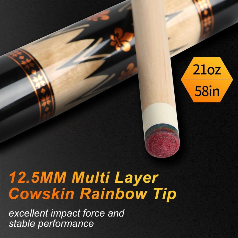 Laden Sie das Bild in Galerie -Viewer, Professionele Biljartkeu 147,7 cm – Canadese Esdoorn Pool Cue met Etui - happygetfit.com
