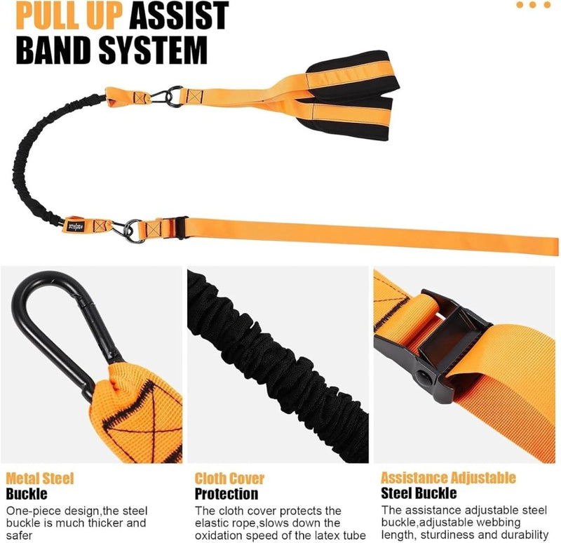 Load image into Gallery viewer, Pull-up assist banden met 3 weerstandsniveaus handgrepen en verstelbare riem – optrekhulp – weerstandsbanden - happygetfit.com

