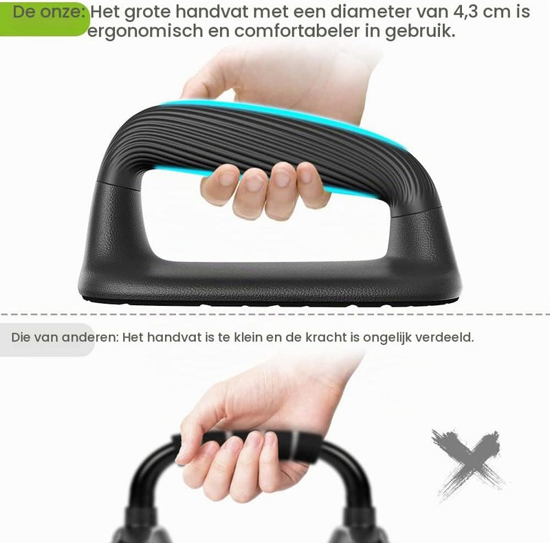 Załaduj obraz do przeglądarki galerii, Push-up bars met ergonomische handgrepen en antislip basis – opdruksteunen – krachttraining - happygetfit.com
