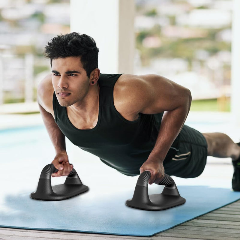 Laad afbeelding in Galerijviewer, Push Up Bars with Bottom Anti-Slip Pad Push Up Handles for Floor Soft Plastic Pushup Handles Strength Training Pushup Stands - happygetfit.com
