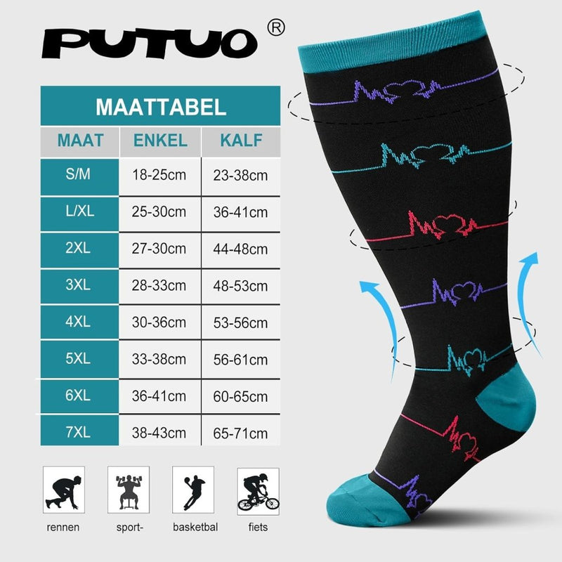 Load image into Gallery viewer, PUTUO Compressiesokken voor Dames en Heren: Compressiesokken Sokken voor Vliegen Atletiek Lopen Reizen Fietsen Sport 1 paar - happygetfit.com
