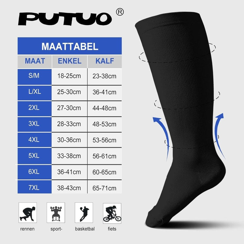 Load image into Gallery viewer, PUTUO Compressiesokken voor Dames en Heren: Compressiesokken Sokken voor Vliegen Atletiek Lopen Reizen Fietsen Sport 1 paar - happygetfit.com
