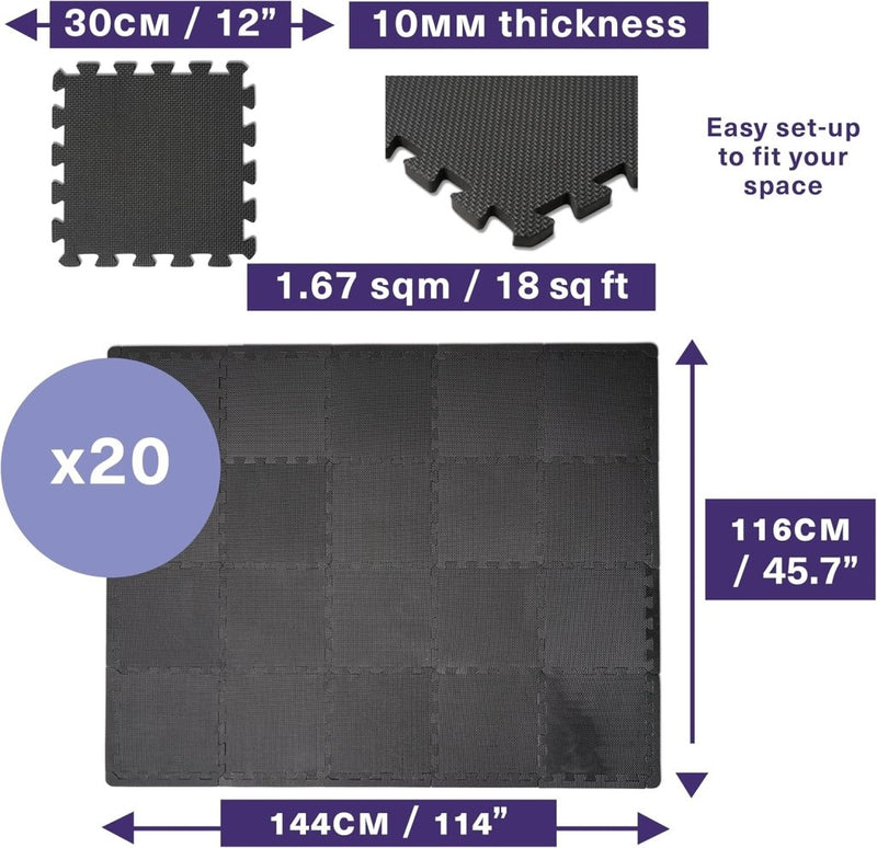 Chargez l'image dans la visionneuse de la galerie, Puzzel vloermatten set van 40 stuks EVA zwart - happygetfit.com
