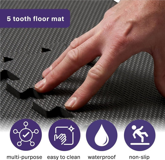 Puzzel vloermatten set van 40 stuks EVA zwart - happygetfit.com