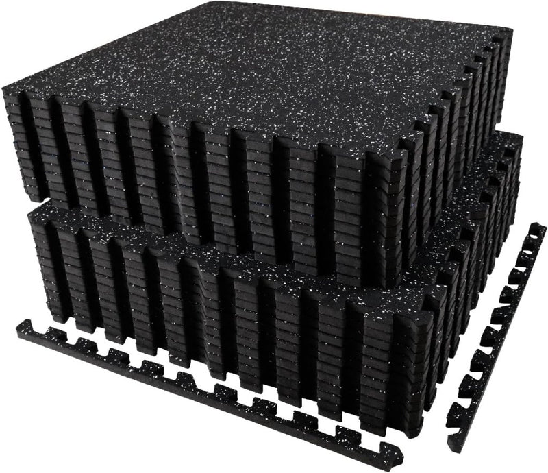Chargez l'image dans la visionneuse de la galerie, Puzzelmat fitness 12 stuks – 60 x 60 x 1,4 cm – antislip rubber en EVA vloerbescherming voor homegym – zwart/wit - happygetfit.com

