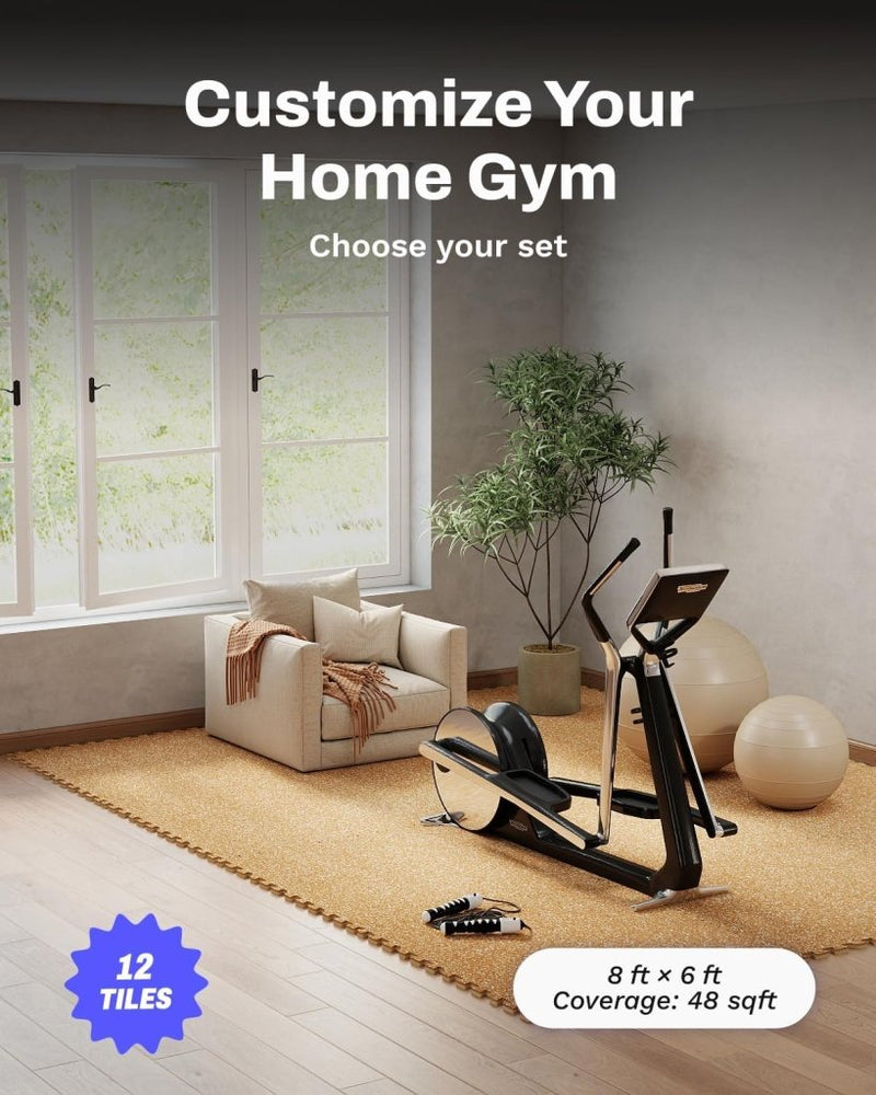 Chargez l'image dans la visionneuse de la galerie, Puzzelmat fitness 12 stuks – 60 x 60 x 1,4 cm – rubber en EVA vloerbescherming voor homegym en fitness – 4,32 m² - happygetfit.com
