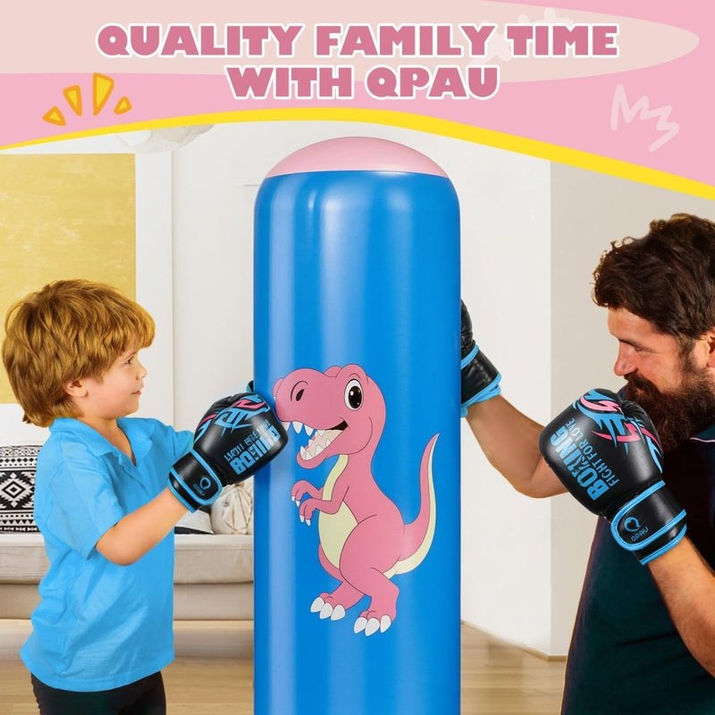 Load image into Gallery viewer, QPAU Inflatable Punching Bag, 48 Inch Stable Inflatable Boxing Bag for 3-6 Kids,Dinosaur Toy &amp; Gifts for Boys and Girls, Kids Boxing Set for Practicing Karate, Taekwondo - happygetfit.com
