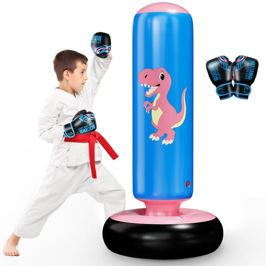 QPAU Inflatable Punching Bag, 48 Inch Stable Inflatable Boxing Bag for 3-6 Kids,Dinosaur Toy & Gifts for Boys and Girls, Kids Boxing Set for Practicing Karate, Taekwondo - happygetfit.com