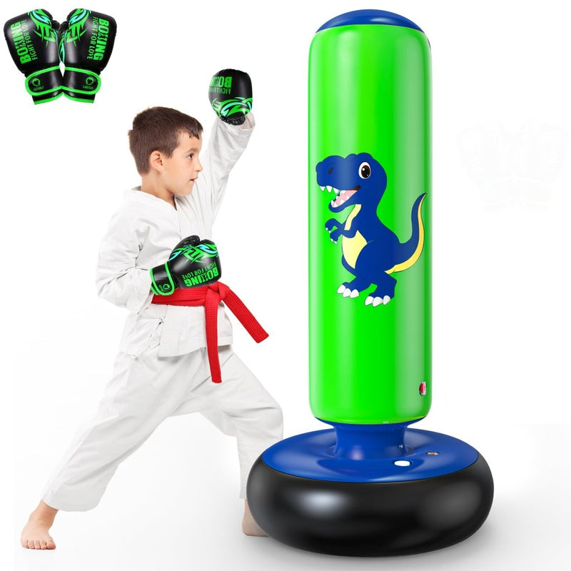 Load image into Gallery viewer, QPAU Inflatable Punching Bag, 48 Inch Stable Inflatable Boxing Bag for 3-6 Kids,Dinosaur Toy &amp; Gifts for Boys and Girls, Kids Boxing Set for Practicing Karate, Taekwondo - happygetfit.com
