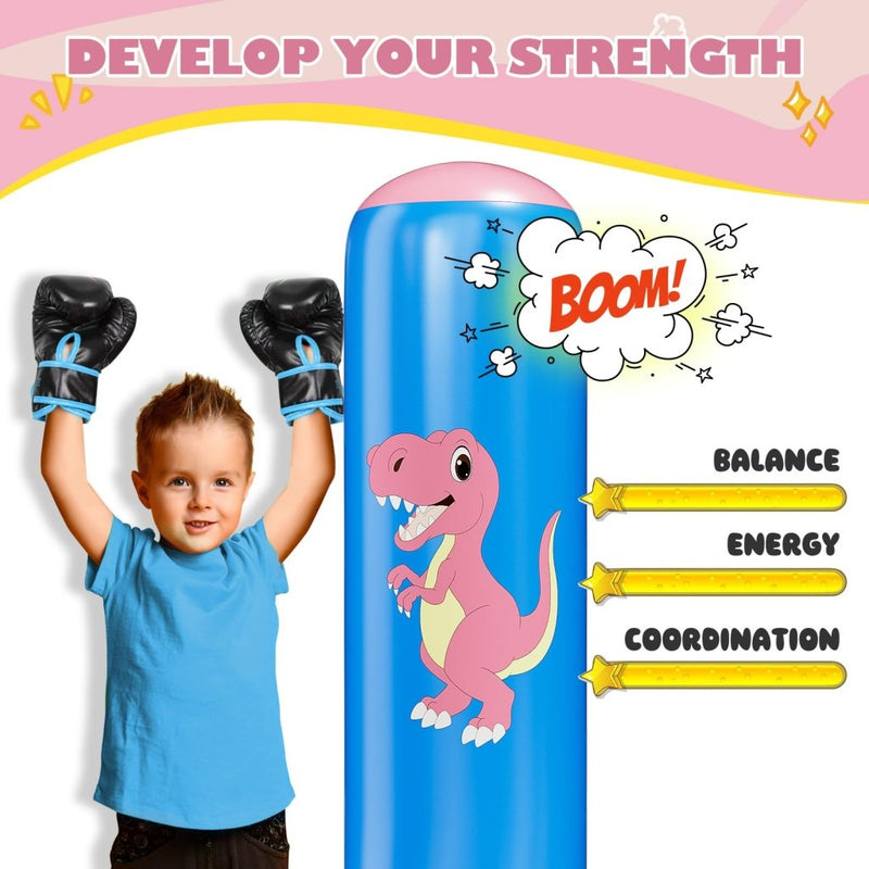 Load image into Gallery viewer, QPAU Inflatable Punching Bag, 48 Inch Stable Inflatable Boxing Bag for 3-6 Kids,Dinosaur Toy &amp; Gifts for Boys and Girls, Kids Boxing Set for Practicing Karate, Taekwondo - happygetfit.com
