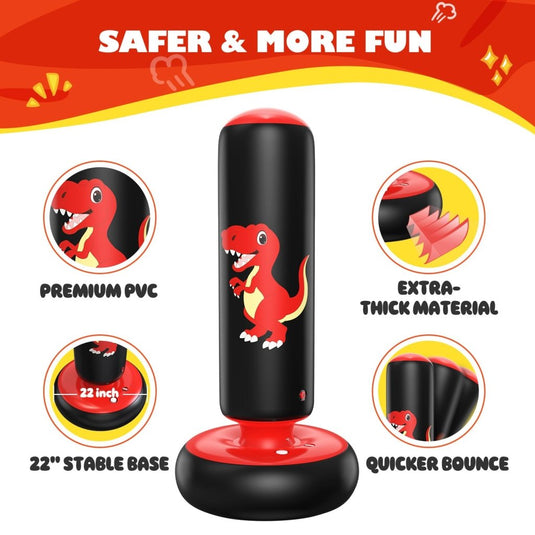 QPAU Inflatable Punching Bag, 48 Inch Stable Inflatable Boxing Bag for 3-6 Kids,Dinosaur Toy & Gifts for Boys and Girls, Kids Boxing Set for Practicing Karate, Taekwondo - happygetfit.com