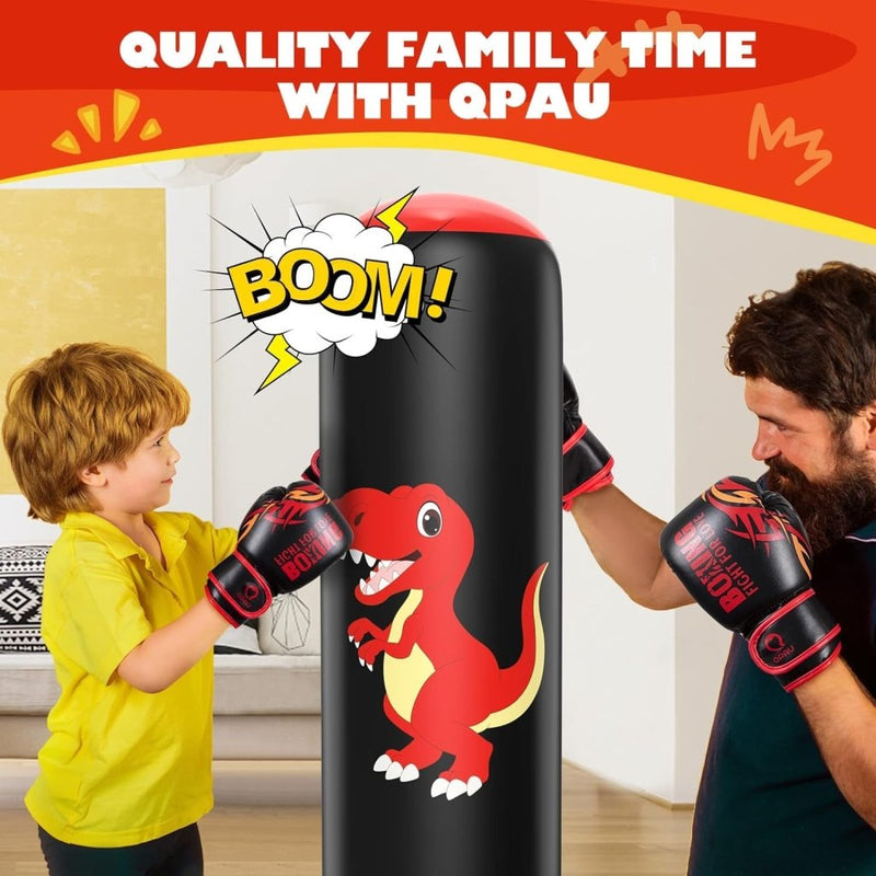 Load image into Gallery viewer, QPAU Inflatable Punching Bag, 48 Inch Stable Inflatable Boxing Bag for 3-6 Kids,Dinosaur Toy &amp; Gifts for Boys and Girls, Kids Boxing Set for Practicing Karate, Taekwondo - happygetfit.com
