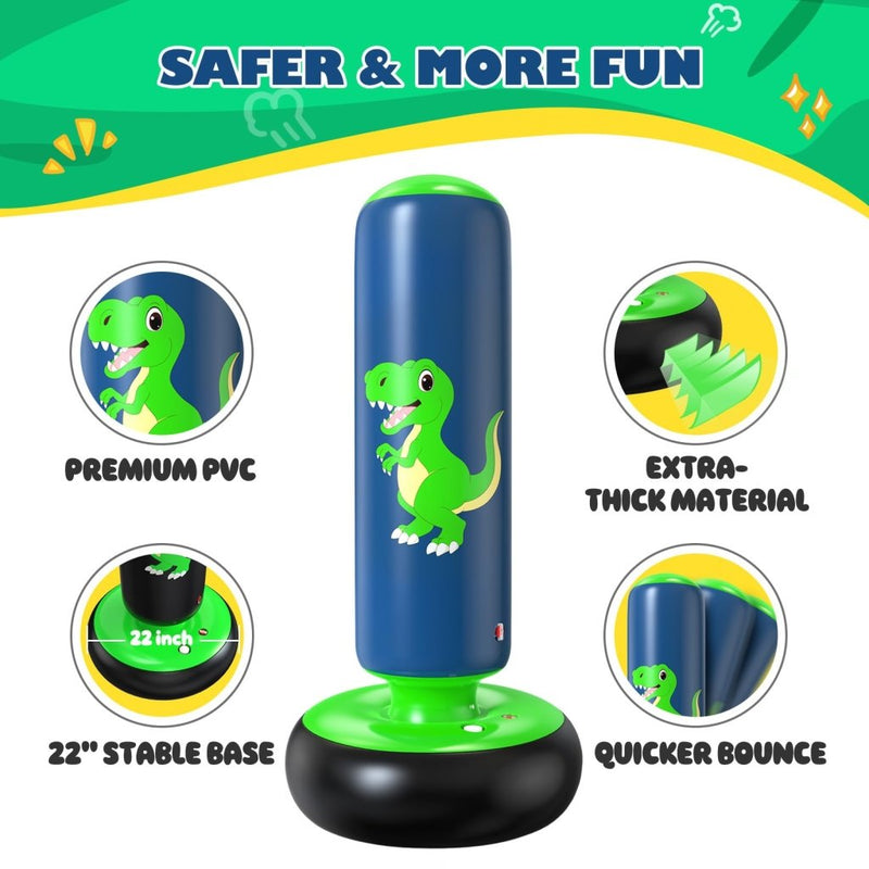 Load image into Gallery viewer, QPAU Inflatable Punching Bag, 48 Inch Stable Inflatable Boxing Bag for 3-6 Kids,Dinosaur Toy &amp; Gifts for Boys and Girls, Kids Boxing Set for Practicing Karate, Taekwondo - happygetfit.com
