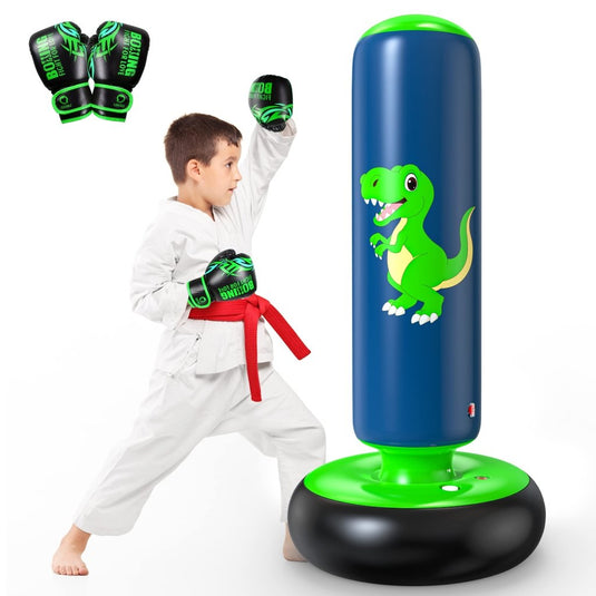 QPAU Inflatable Punching Bag, 48 Inch Stable Inflatable Boxing Bag for 3-6 Kids,Dinosaur Toy & Gifts for Boys and Girls, Kids Boxing Set for Practicing Karate, Taekwondo - happygetfit.com