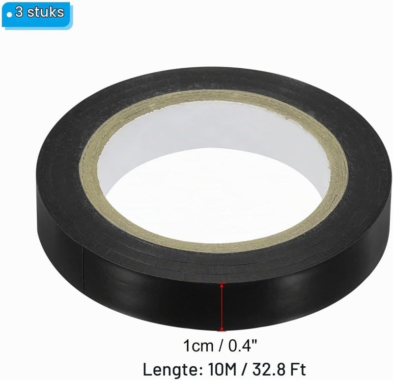 Laden Sie das Bild in Galerie -Viewer, Racket afwerktape 10 meter 3 rollen zwart – PVC grip tape – tennis badminton accessoires - happygetfit.com
