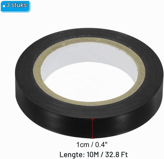Racket afwerktape 10 meter 3 rollen zwart – PVC grip tape – tennis badminton accessoires - happygetfit.com