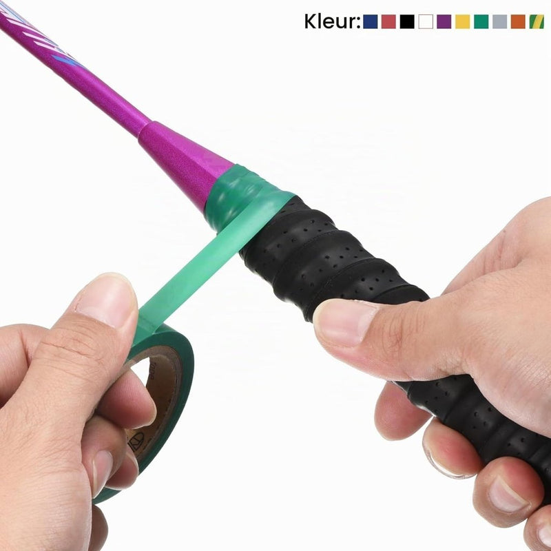 Laden Sie das Bild in Galerie -Viewer, Racket afwerktape 6 stuks 10 meter van PVC zwart-wit – grip tape – tennis badminton accessoires - happygetfit.com
