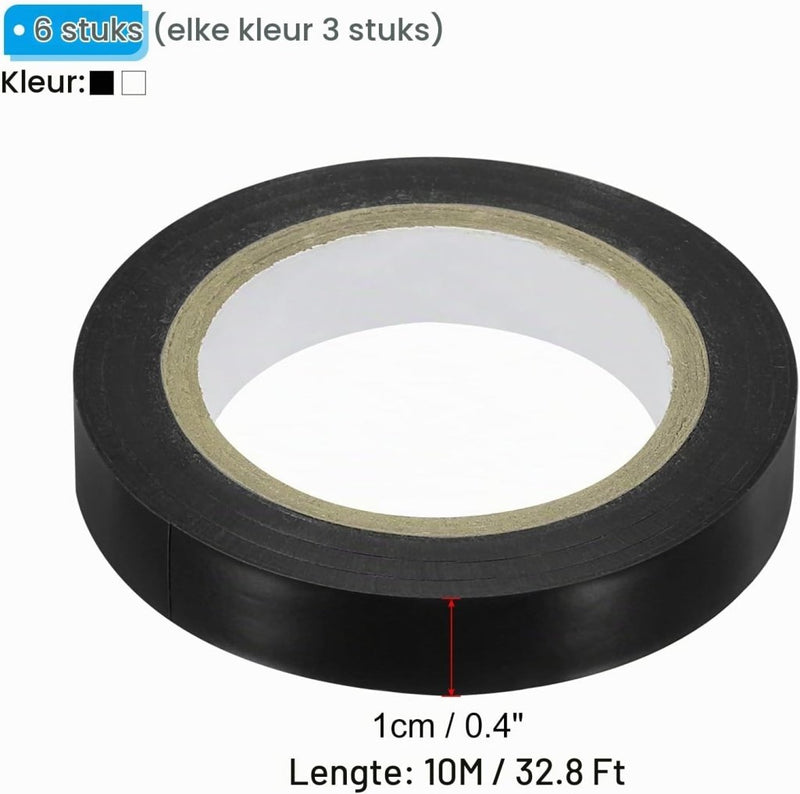 Laden Sie das Bild in Galerie -Viewer, Racket afwerktape 6 stuks 10 meter van PVC zwart-wit – grip tape – tennis badminton accessoires - happygetfit.com
