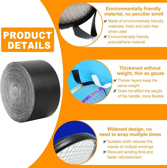 Racket beschermtape 5 meter zwart - happygetfit.com