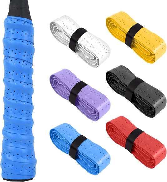 Racket gripbanden 6 stuks van antislip PU met ademende perforatie voor tennis badminton en squash – overgrips – racketwikkels - happygetfit.com